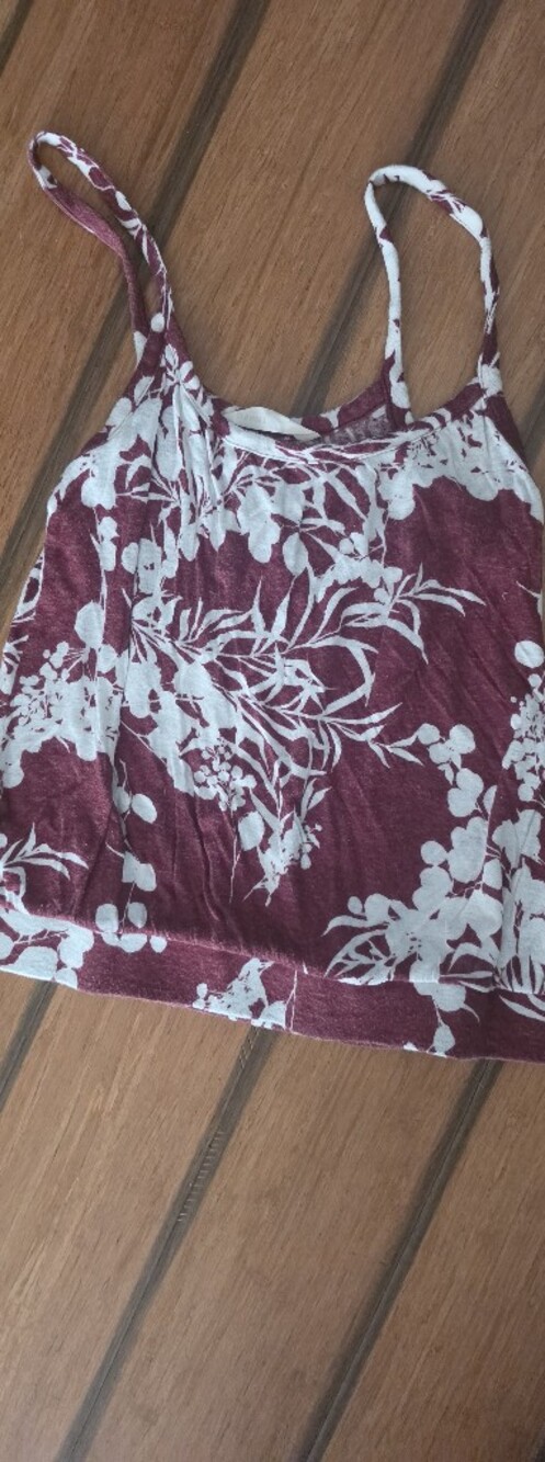 Old Navy Burgundy and White Floral Swim Tank Coverup